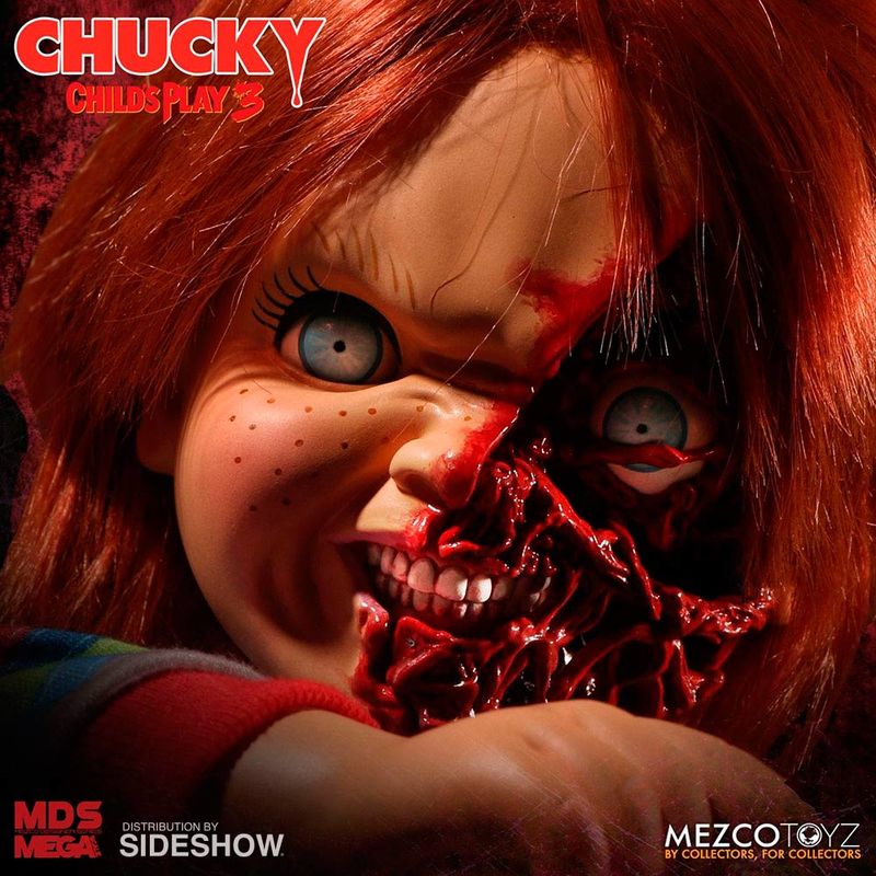 Chucky Childs Play 3 Chucky Pizza Face sprechende Figur 38cm MEZCO TOYZ