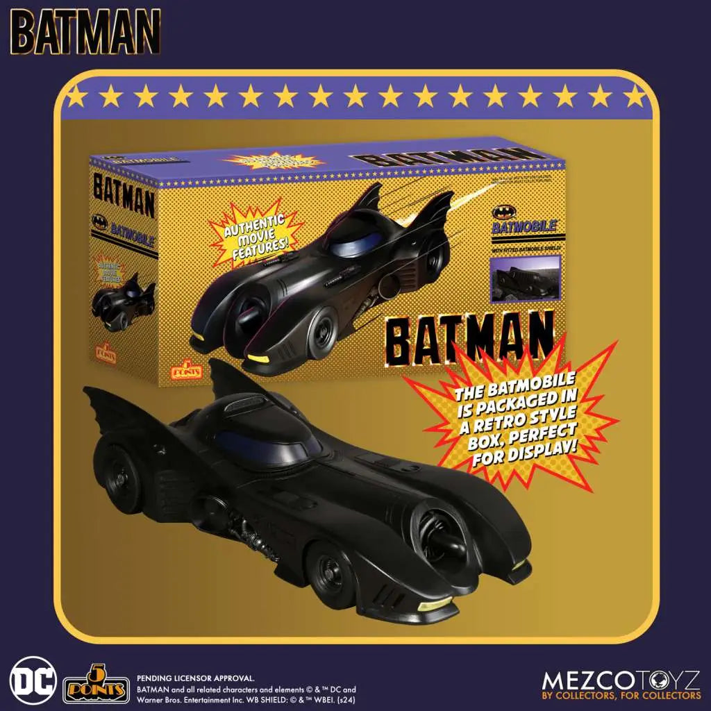 Mezco Toys 5 Points Batman (1989) Batmobil – Fahrzeug mit Action-Features