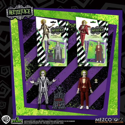 Mezco Toys 5 Points Beetlejuice Actionfiguren-Set (2er-Pack) – 1988 Klassiker