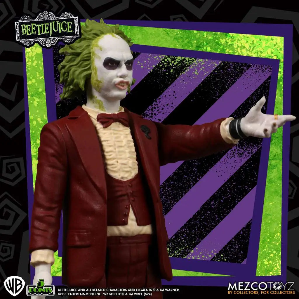 Mezco Toys 5 Points Beetlejuice Actionfiguren-Set (2er-Pack) – 1988 Klassiker