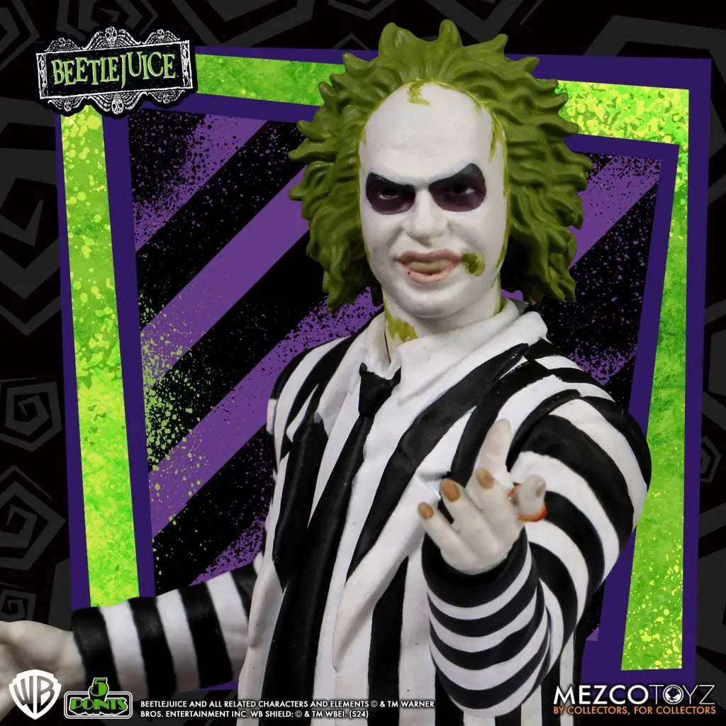 Mezco Toys 5 Points Beetlejuice Actionfiguren-Set (2er-Pack) – 1988 Klassiker