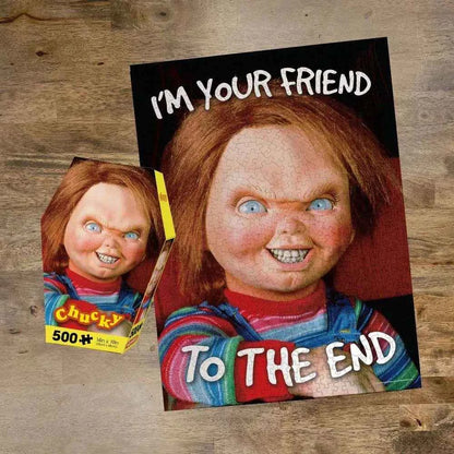AQUARIUS: Child's Play – Chucky Puzzle in Sargbox (500 Teile) – 35 x 48 cm