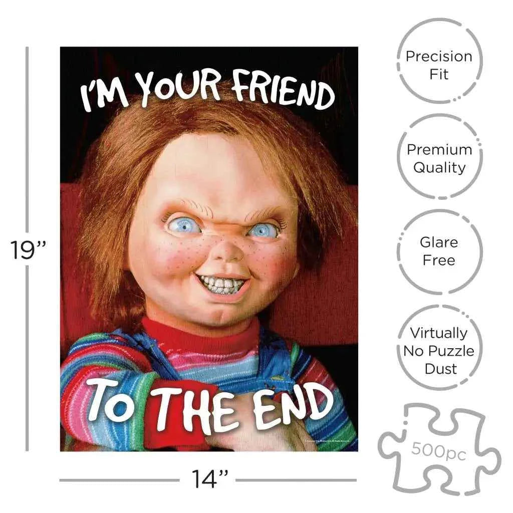 AQUARIUS: Child's Play – Chucky Puzzle in Sargbox (500 Teile) – 35 x 48 cm