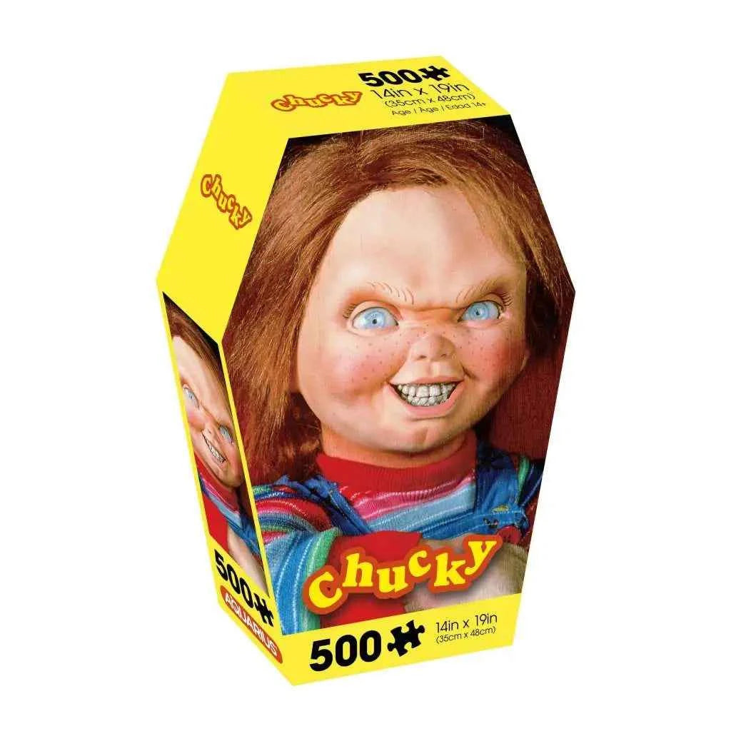 AQUARIUS: Child's Play – Chucky Puzzle in Sargbox (500 Teile) – 35 x 48 cm