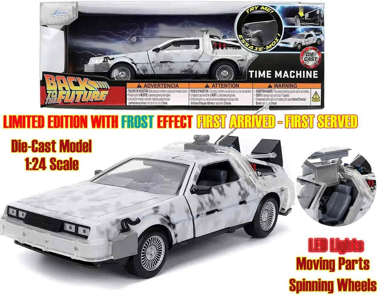 Zurück in die Zukunft – DeLorean Time Machine Frost Effect 1:24 Die-Cast Modell mit Licht – Jada Toys