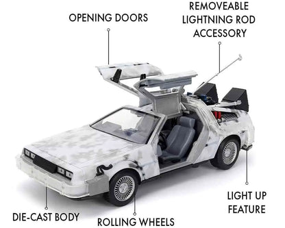 Zurück in die Zukunft – DeLorean Time Machine Frost Effect 1:24 Die-Cast Modell mit Licht – Jada Toys