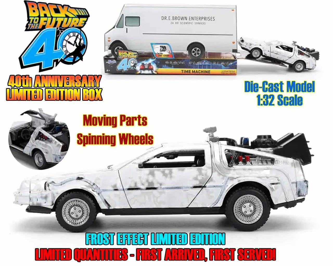 Zurück in die Zukunft – 40. Jubiläum Edition – DeLorean Frost Effect 1:32 Die-Cast Modell – Jada Toys