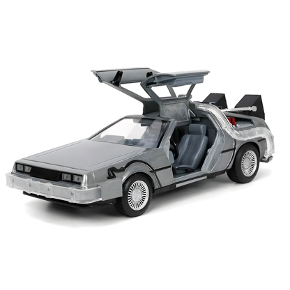 Zurück in die Zukunft – 40. Jubiläum Edition – DeLorean Time Machine 1:24 Die-Cast Modell mit Licht – Jada Toys