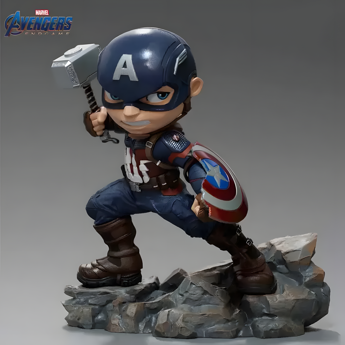 Avengers: Endgame – Captain America mit Mjolnir – MiniCo Statue – Iron Studios