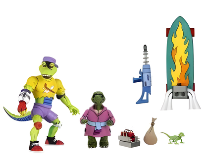 NECA TMNT Cartoon Ultimate Mondo Gecko Actionfigur – inkl. Skateboard & Zubehör