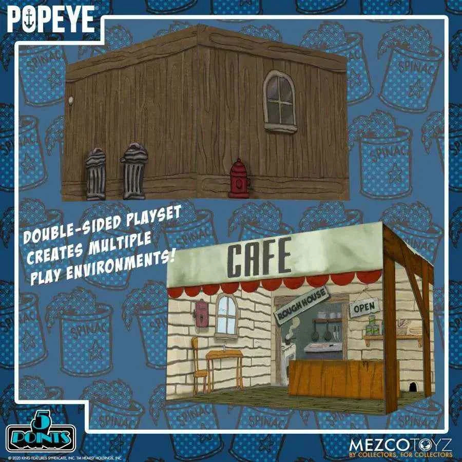 Mezco Popeye Café Spielset – 5 Points Deluxe Box-Set - Actionfigurenwelt - Actionfigur Sammlerstück