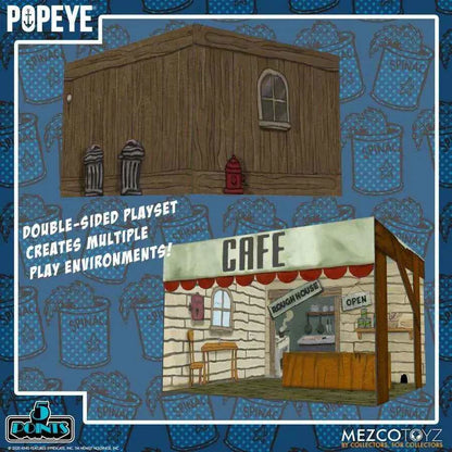 Mezco Popeye Café Spielset – 5 Points Deluxe Box-Set - Actionfigurenwelt - Actionfigur Sammlerstück