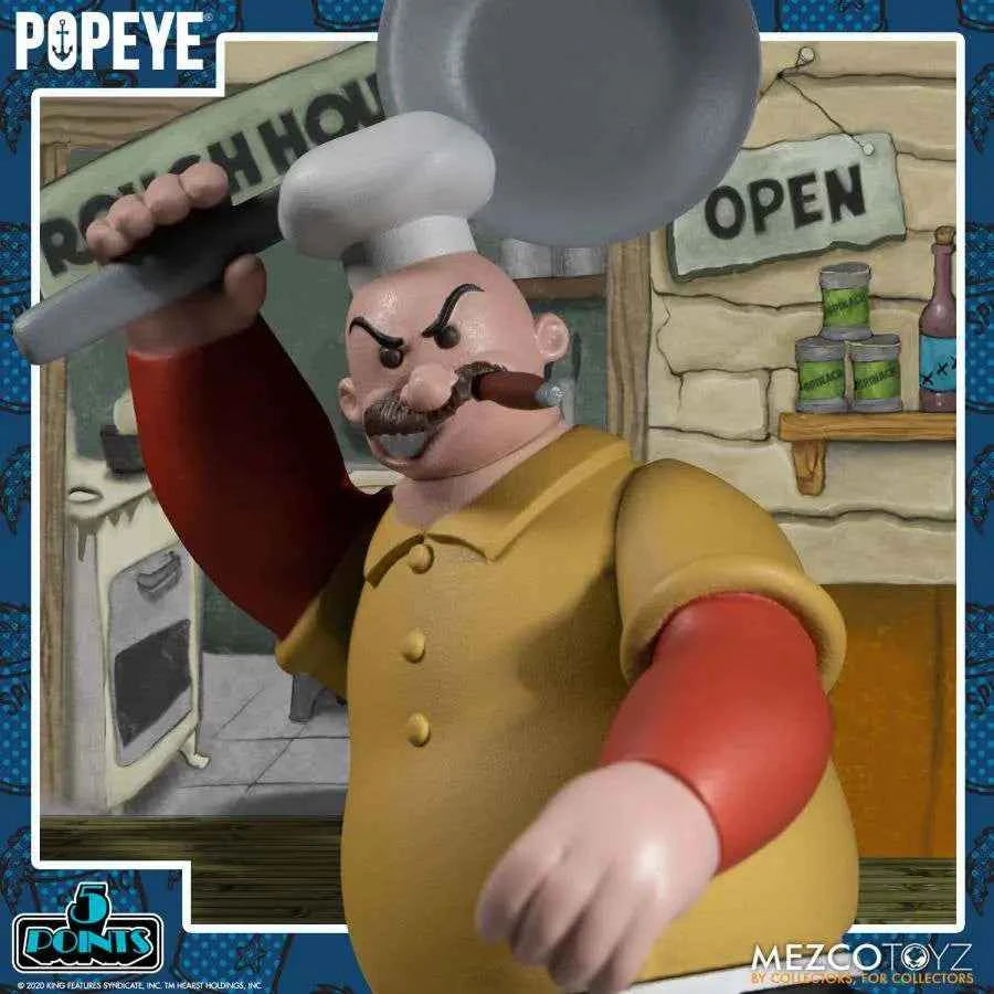 Mezco Popeye Café Spielset – 5 Points Deluxe Box-Set - Actionfigurenwelt - Actionfigur Sammlerstück