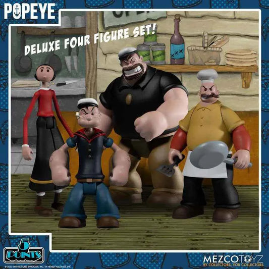 Mezco Popeye Café Spielset – 5 Points Deluxe Box-Set - Actionfigurenwelt - Actionfigur Sammlerstück