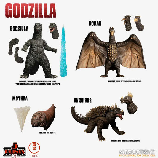 Mezco Toys 5 Points XL Godzilla: Destroy All Monsters (1968) Round 1 Set