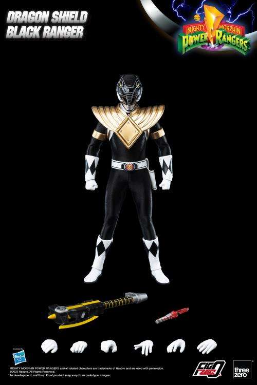 Mmpr Dragon Shield Black Ranger Power Rangers Actionfigur 30cm 1/6 Af Threezero