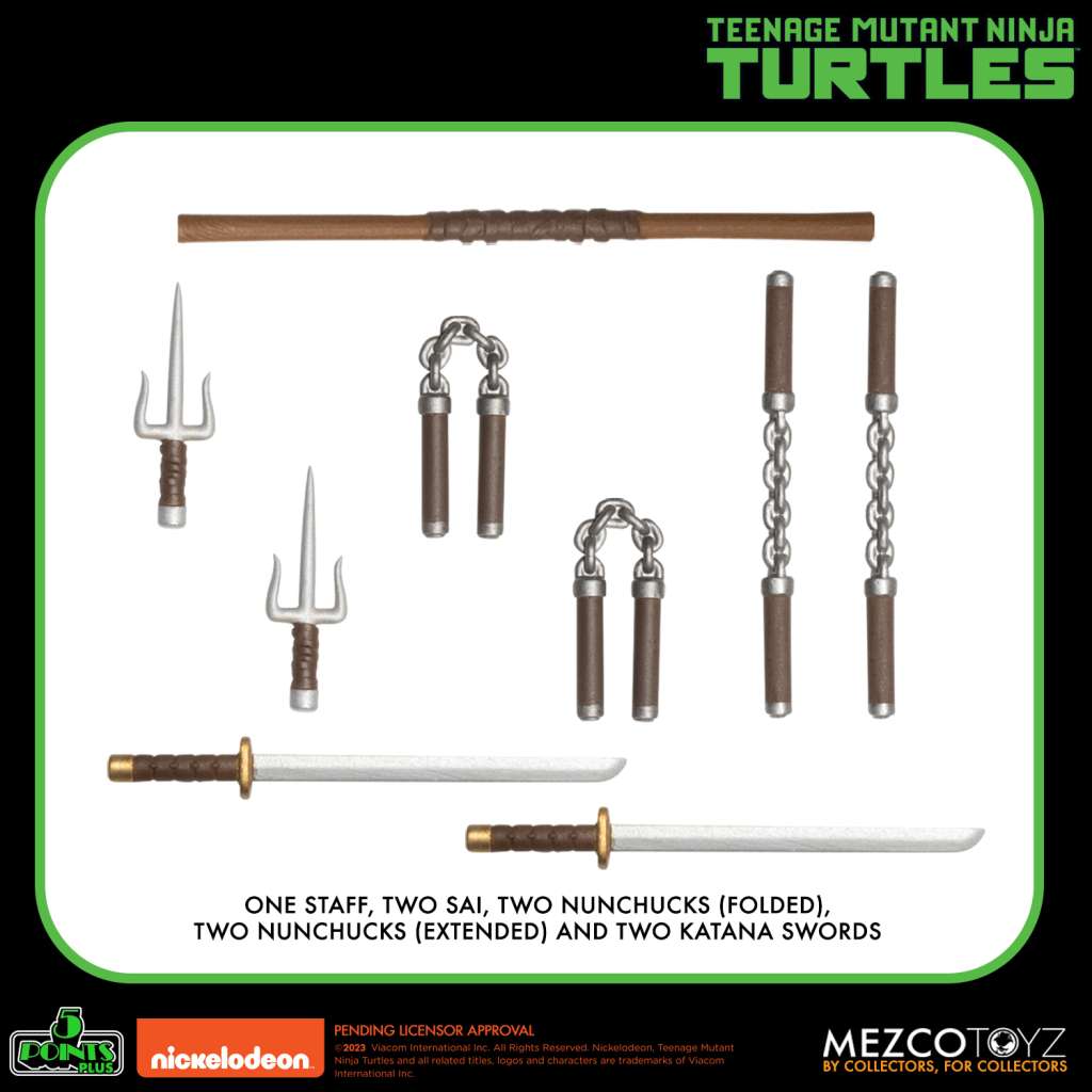 5 Points Teenage Mutant Ninja Turtles Figuren 9cm Deluxe-Set Mezco Toyz