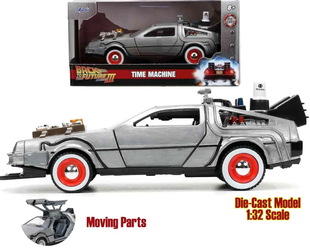 Zurück in die Zukunft III – DeLorean Time Machine 1:32 Die-Cast Modell – Jada Toys