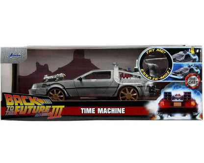 Zurück in die Zukunft III – DeLorean Time Machine Schienen-Version 1:24 Die-Cast Modell mit Licht – Jada Toys