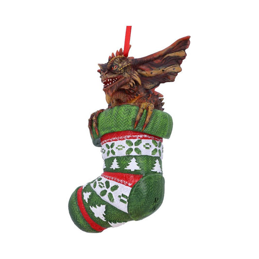 Gremlins mit Irokesenkopf im Strumpf, Hängeornament, 12 cm