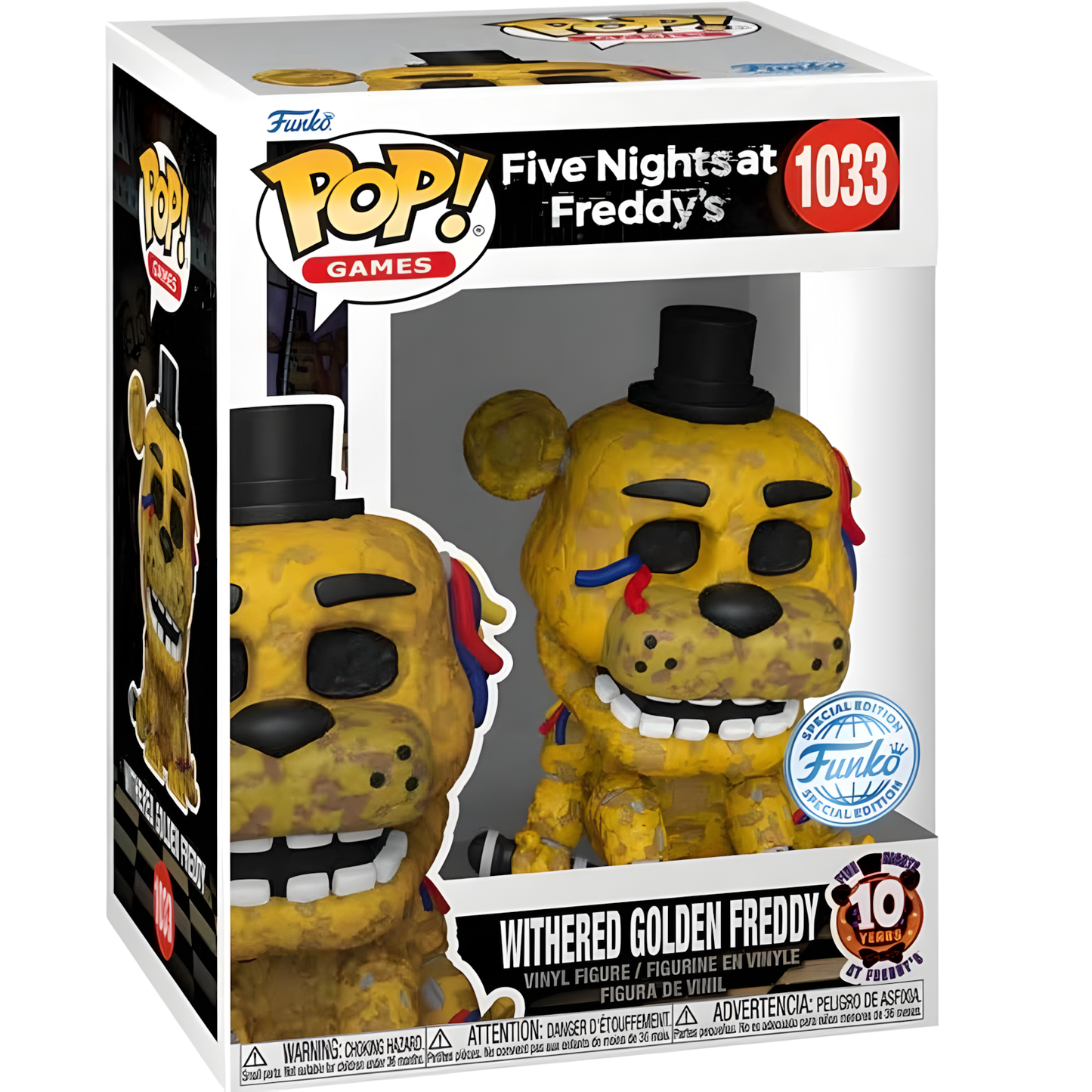 Funko POP! Games: Five Nights at Freddy's 10. Jubiläum – Withered Golden Freddy Vinylfigur (#1033) – Special Edition