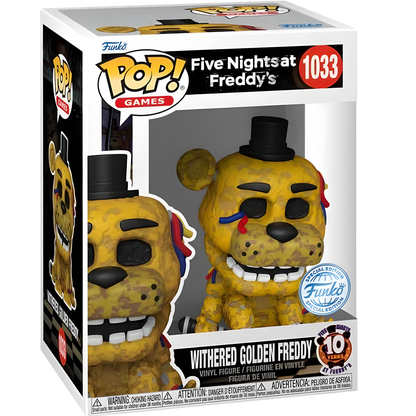 Funko POP! Games: Five Nights at Freddy's 10. Jubiläum – Withered Golden Freddy Vinylfigur (#1033) – Special Edition