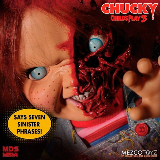 Chucky Childs Play 3 Chucky Pizza Face sprechende Figur 38cm MEZCO TOYZ