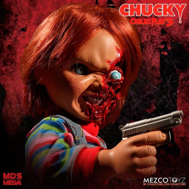 Chucky Childs Play 3 Chucky Pizza Face sprechende Figur 38cm MEZCO TOYZ