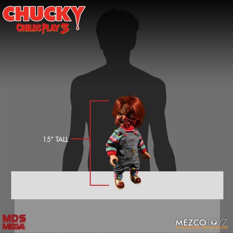 Chucky Childs Play 3 Chucky Pizza Face sprechende Figur 38cm MEZCO TOYZ